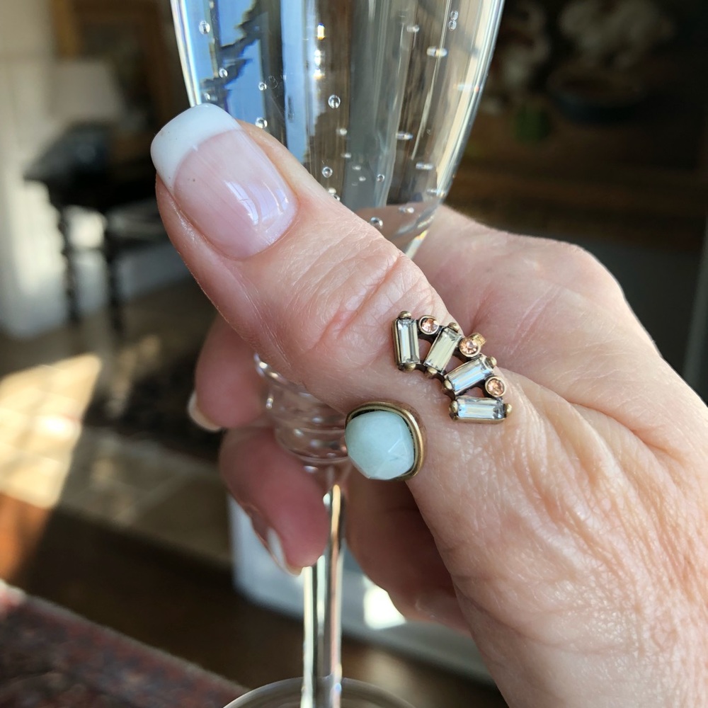 Blue Stone & Crystal Ring